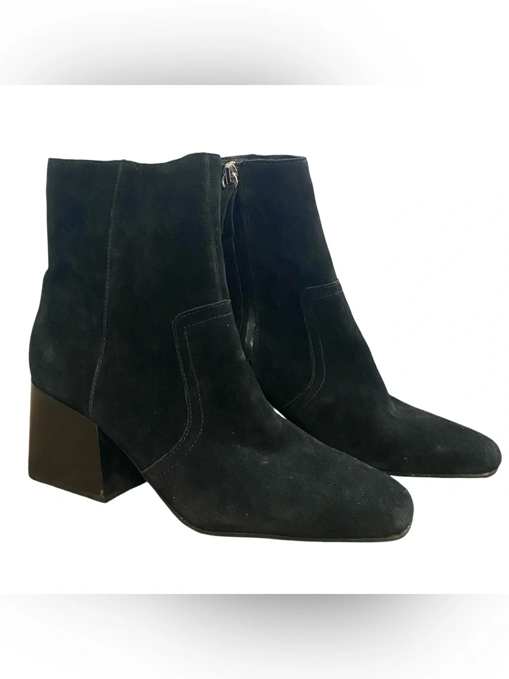 Blondo Salome Waterproof Cow Suede Ankle Boots Black Block Heel 9.5M